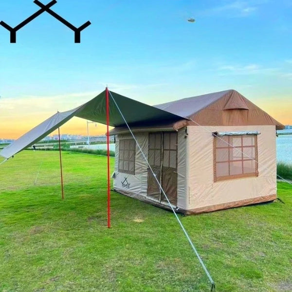 (KIT COMPLETO) Casa de Camping Inflável BigHouse + Colchão Queen + Bomba Elétrica Bivolt