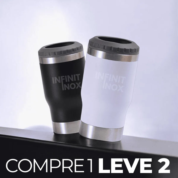 Compre 1 Leve 2 | Copo Cooler Térmico Infinit Inox + 2 Tampas Brinde + Frete Grátis
